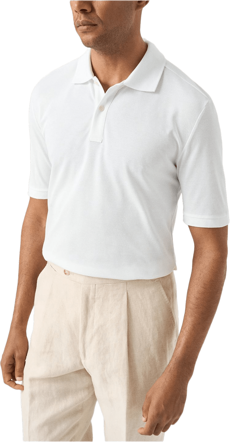 Piqué I Pima-bomull, från Eton, i färgen white.