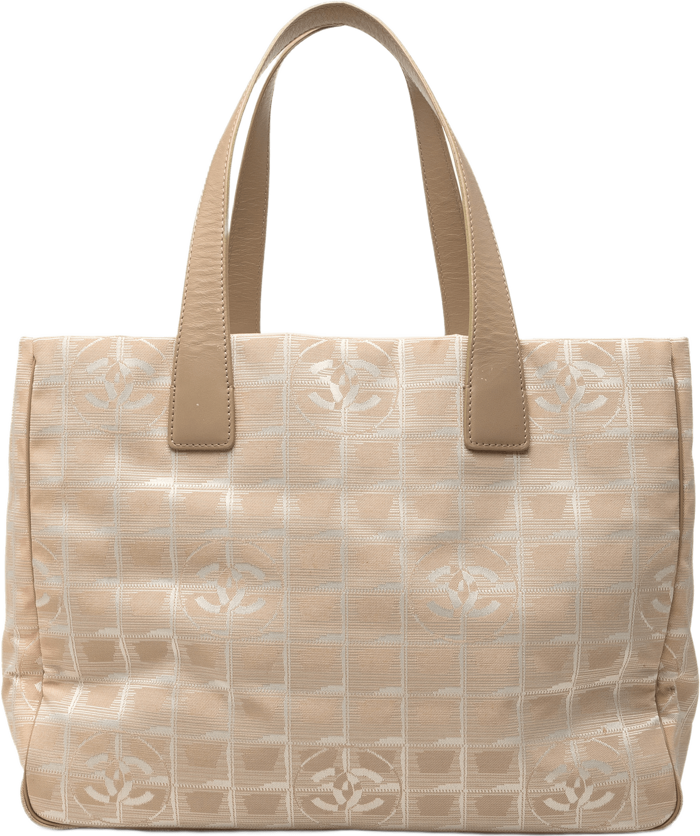 Chanel New Travel Line Nylon Tote, från Luxclusif, i färgen beige.
