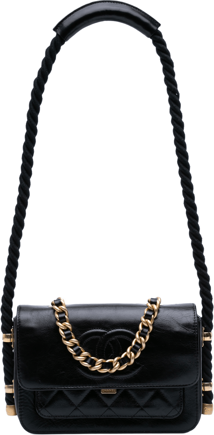 Chanel Crumpled Calfskin En Vogue Rope Flap, från Luxclusif, i färgen black.