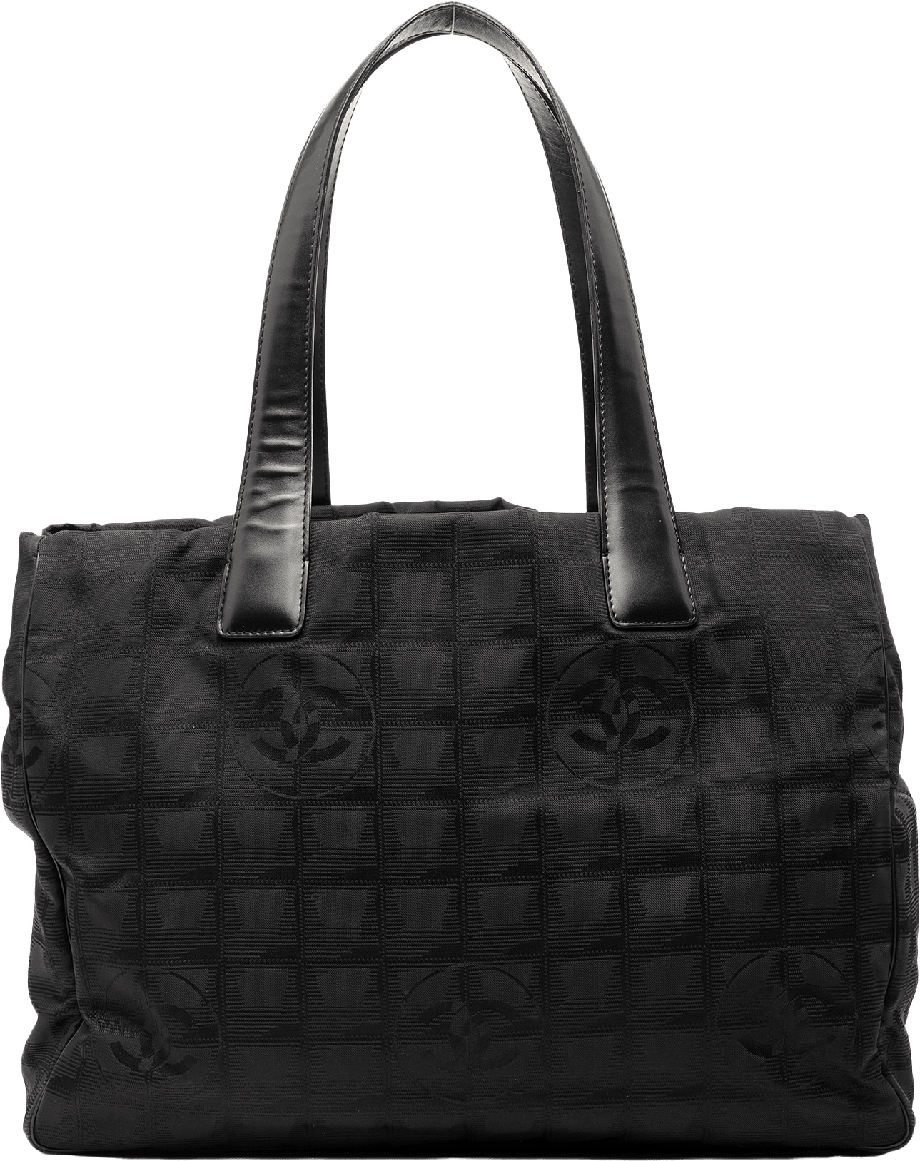 Chanel New Travel Line Nylon Tote, från Luxclusif, i färgen black.