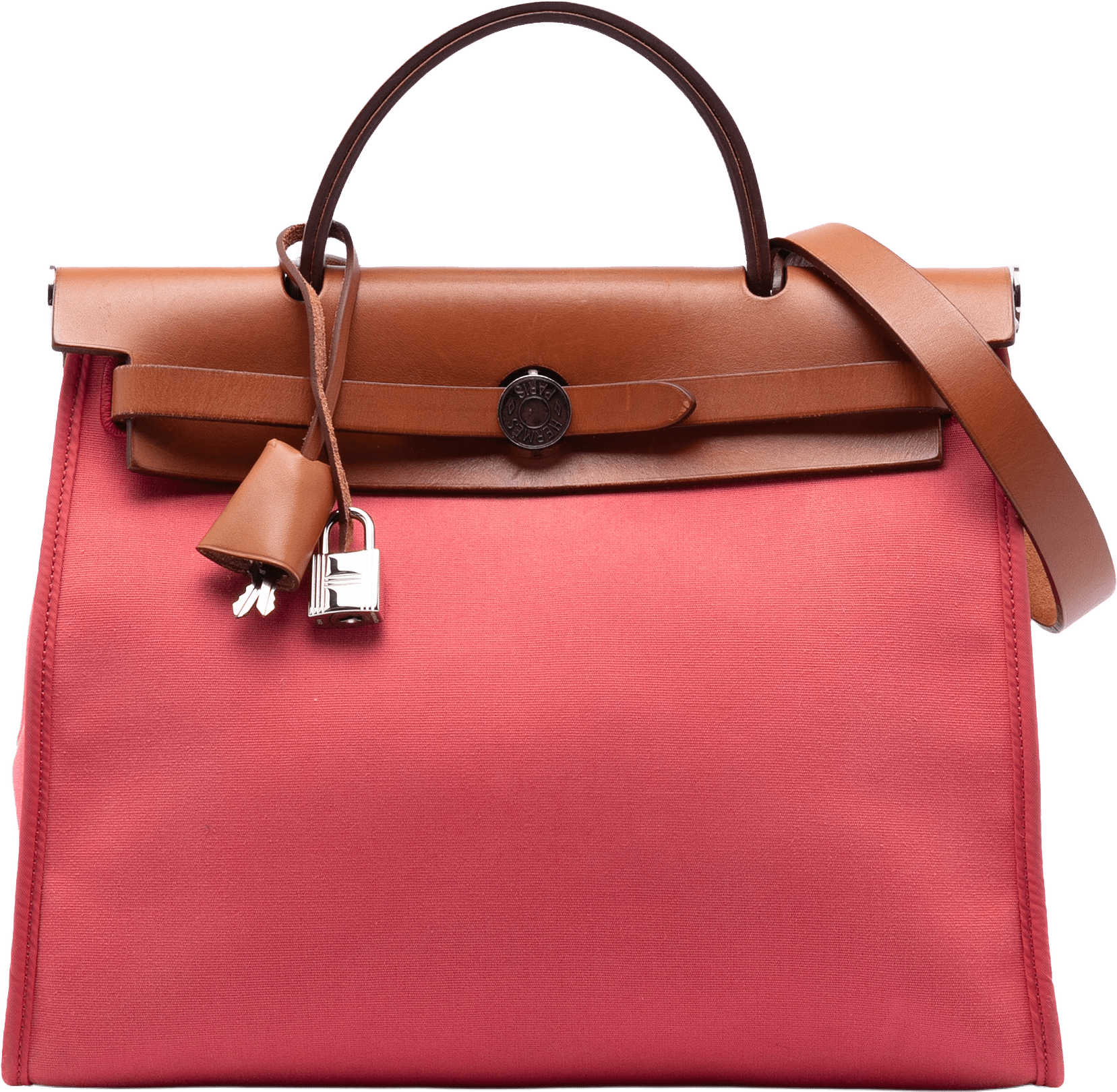 Hermès Toile Herbag Zip 31, från Luxclusif, i färgen salmon.