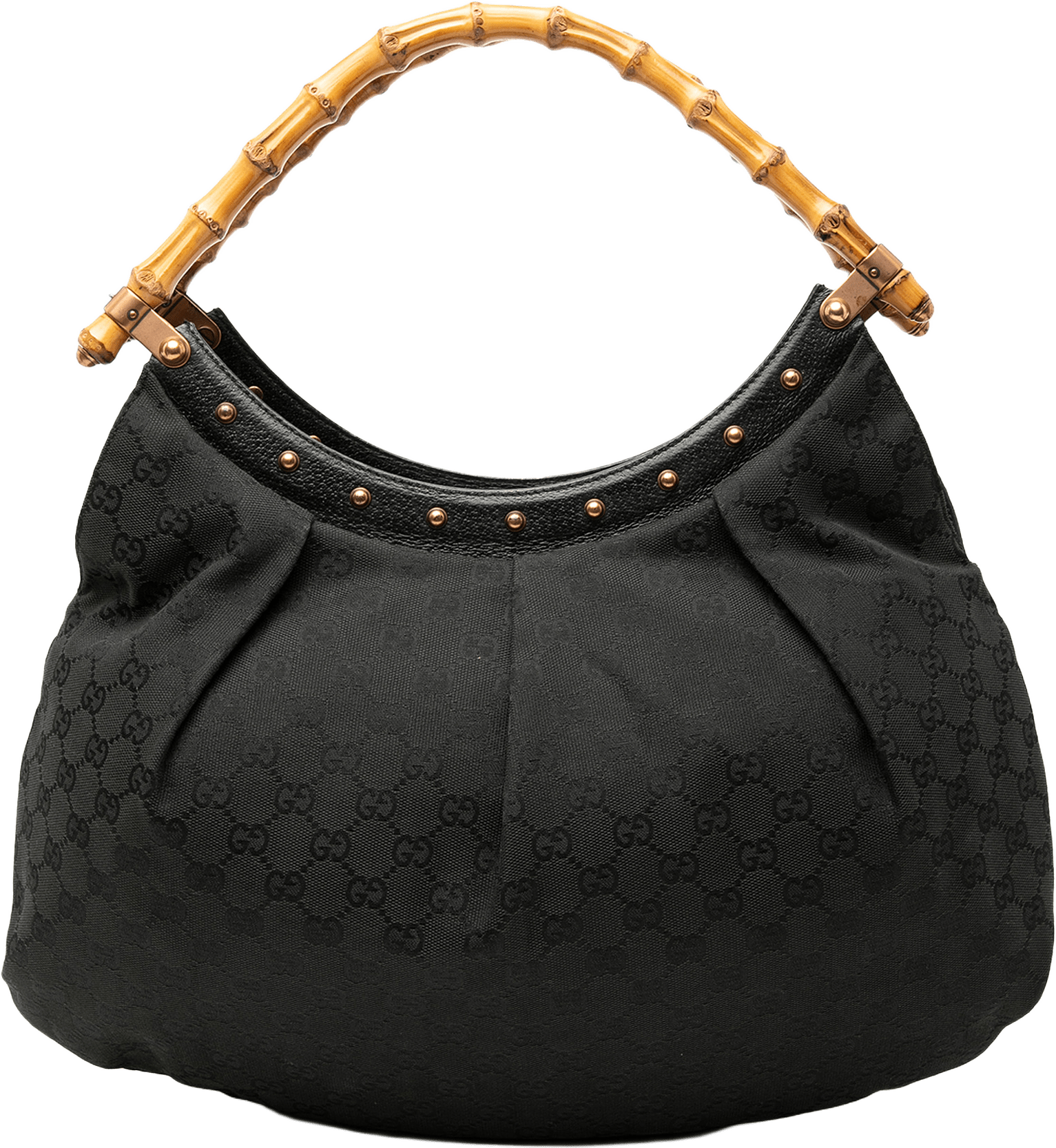 Gucci Gg Canvas Bamboo Studded Hobo, från Luxclusif, i färgen black.