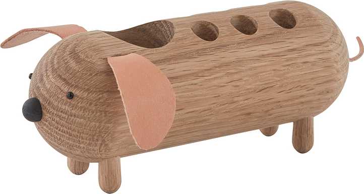 Eddie Dog Pencil Holder, från OYOY Mini, i färgen nature.