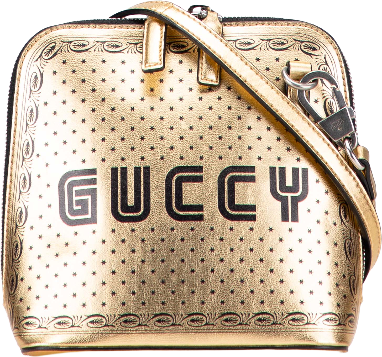 Gucci Mini Calfskin Guccy Sega Crossbody, från Luxclusif, i färgen gold.