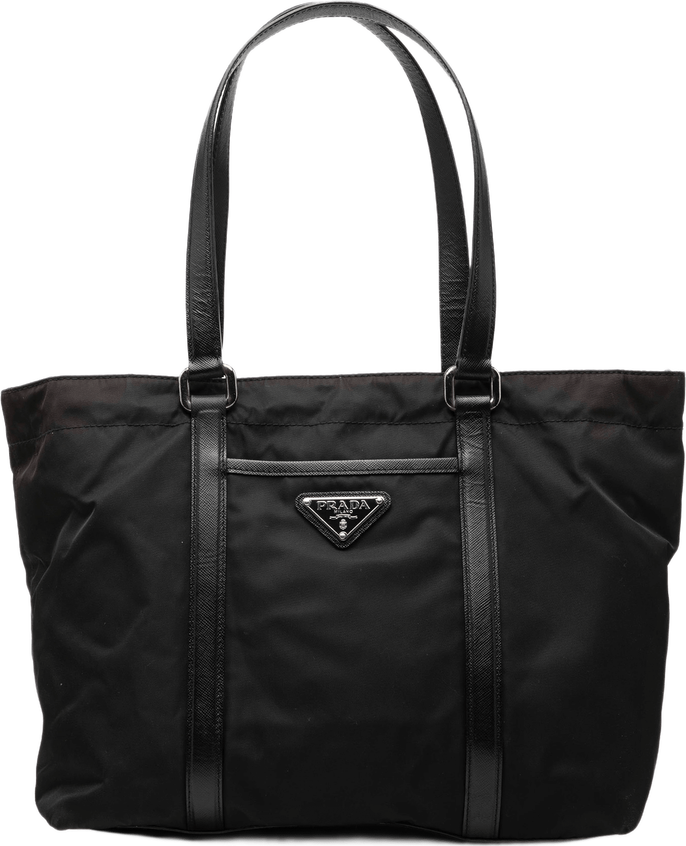 Prada Saffiano Trimmed Tessuto Tote, från Luxclusif, i färgen black.