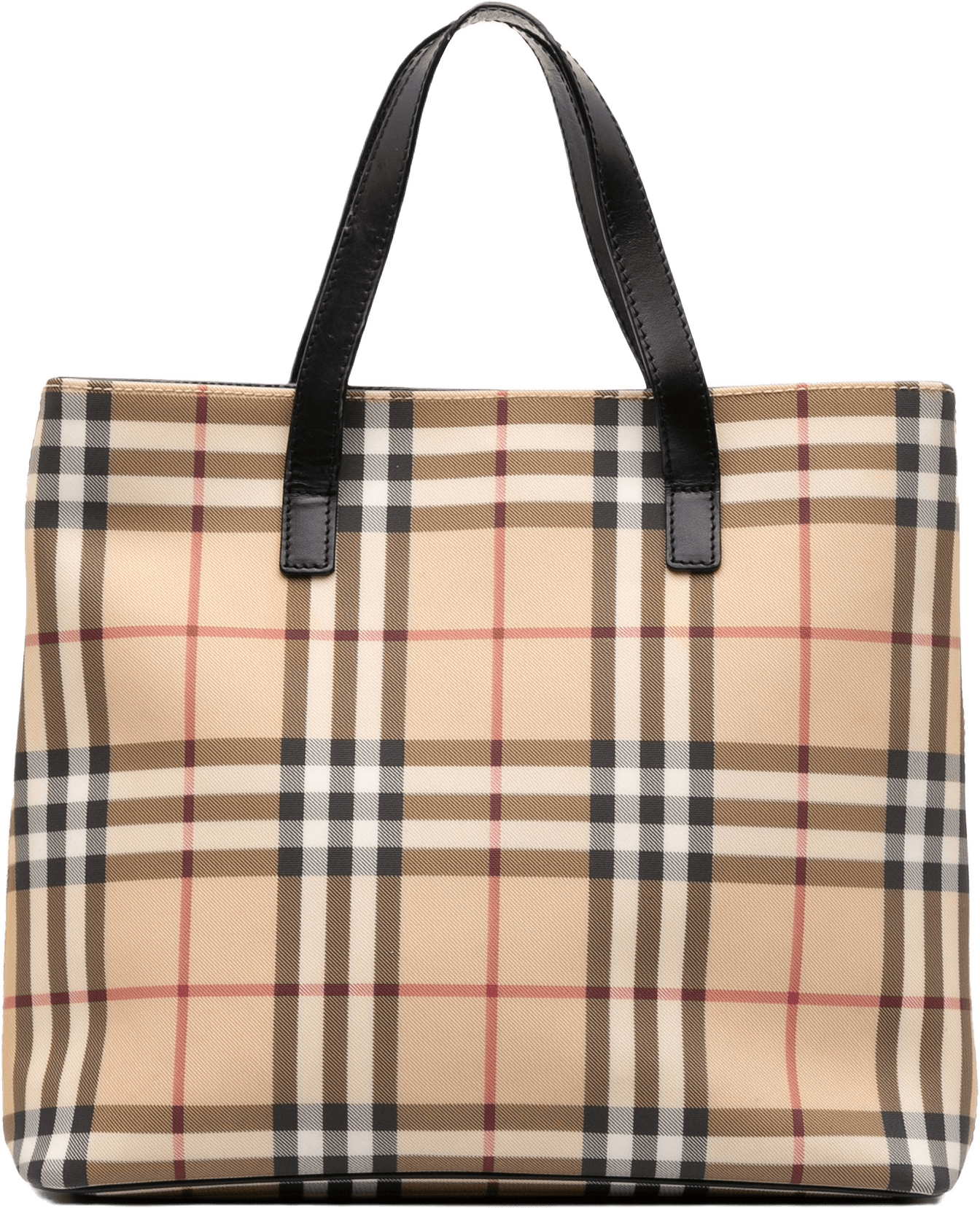 Burberry House Check Coated Canvas Tote, från Luxclusif, i färgen beige.