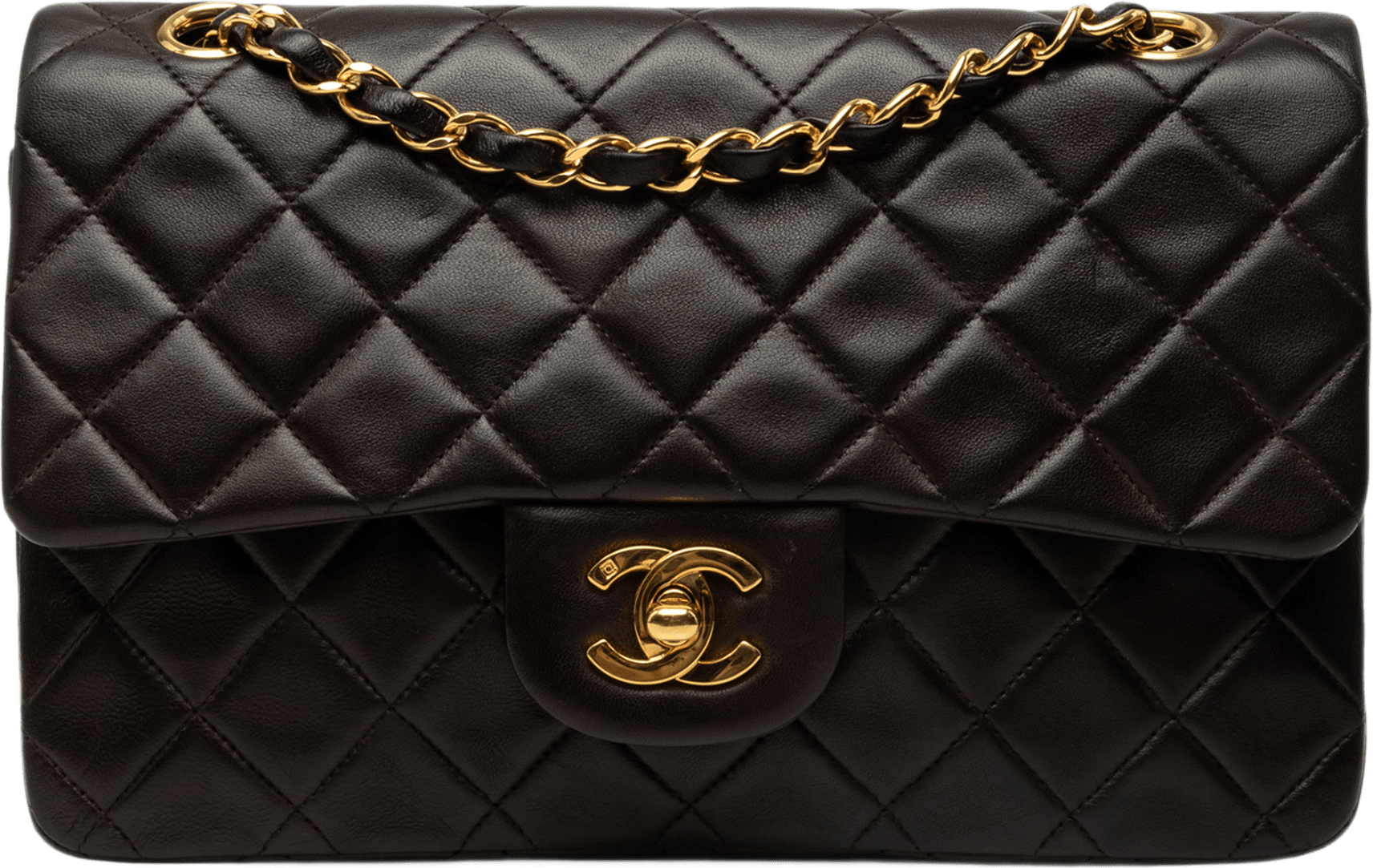 Chanel Small Classic Lambskin Double Flap, från Luxclusif, i färgen svart.