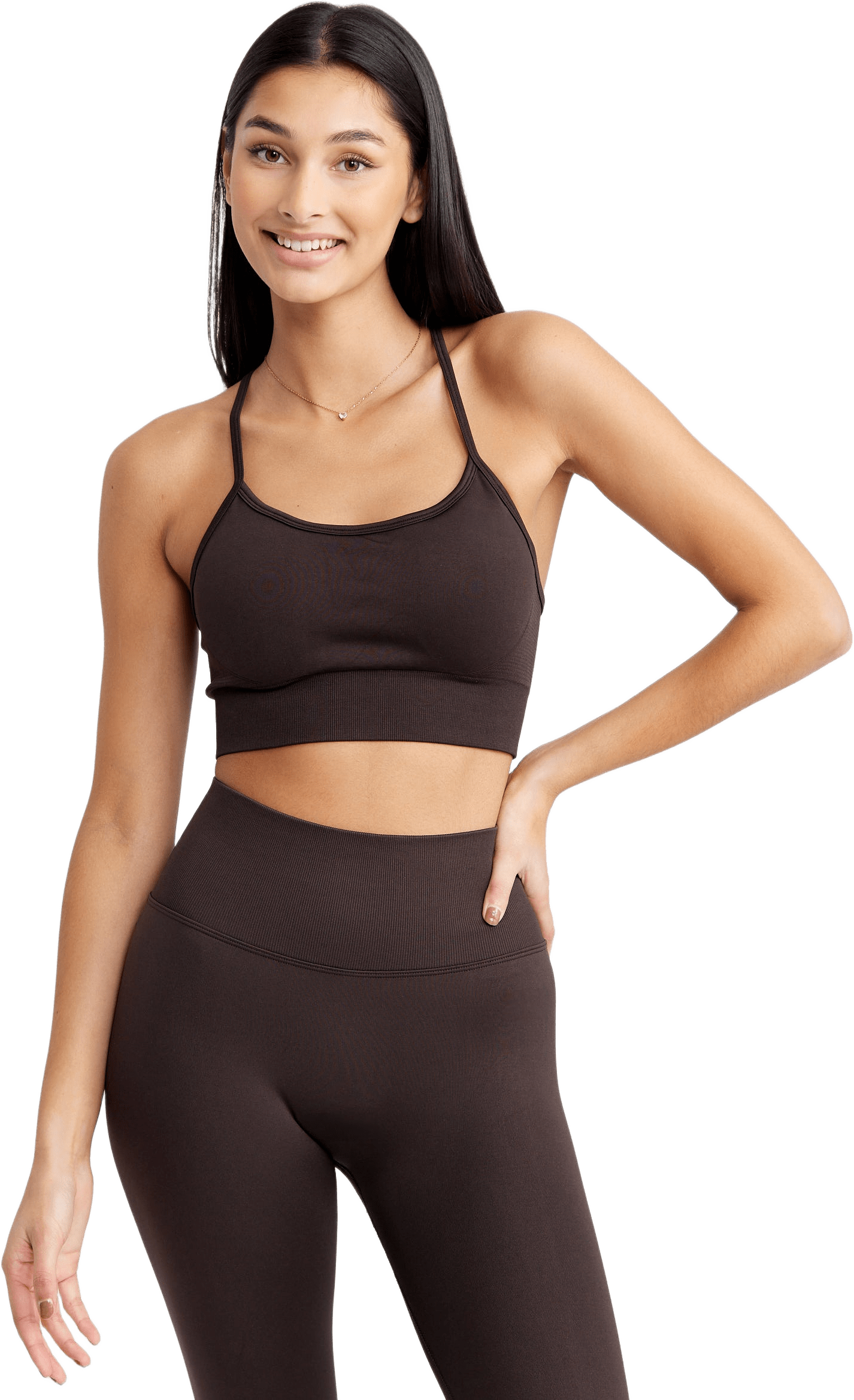 Signature Seamless Bra, från Drop of Mindfulness, i färgen dark brown.