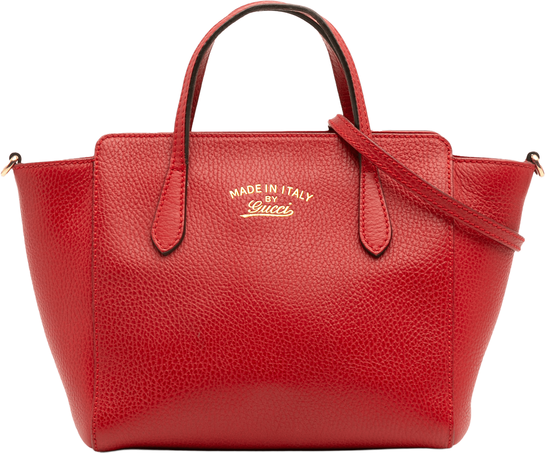 Gucci Mini Leather Swing Satchel, från Luxclusif, i färgen red.