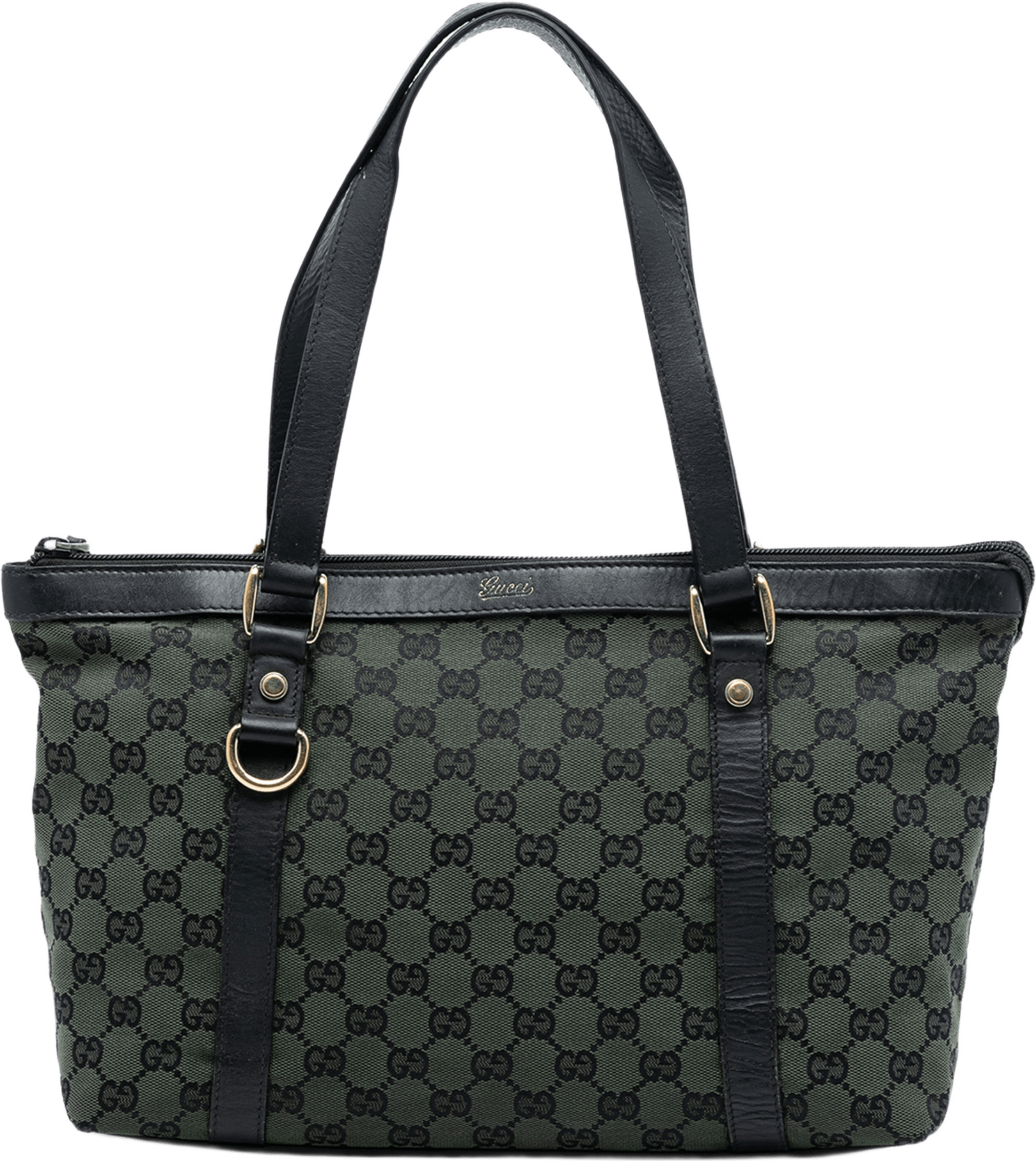Gucci Gg Canvas Abbey D Ring Tote, från Luxclusif, i färgen dark green.