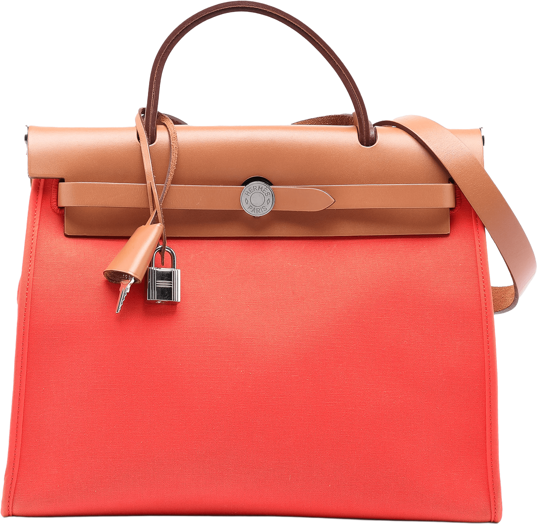 Hermès Toile Herbag Zip 31, från Luxclusif, i färgen red orange.