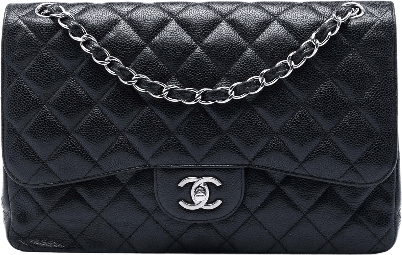 Chanel Jumbo Classic Caviar Double Flap, från Luxclusif, i färgen black.