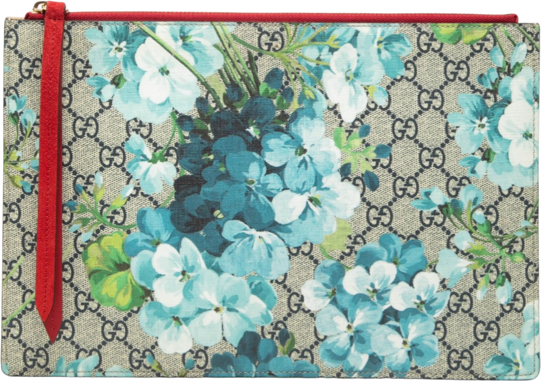 Gucci Gg Supreme Blooms Clutch, från Luxclusif, i färgen light blue.