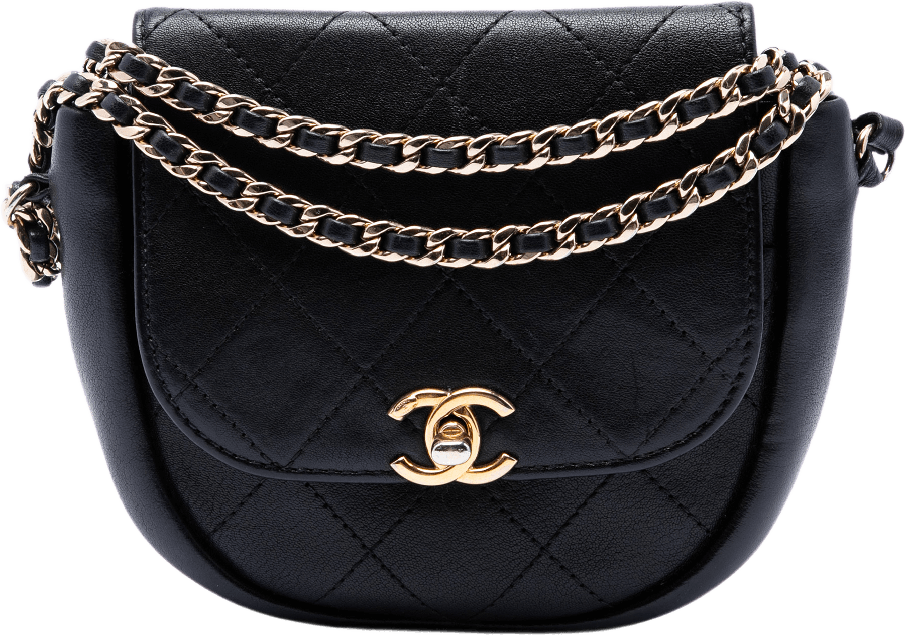 Chanel Small Cc Quilted Lambskin Messenger Flap, från Luxclusif, i färgen svart.