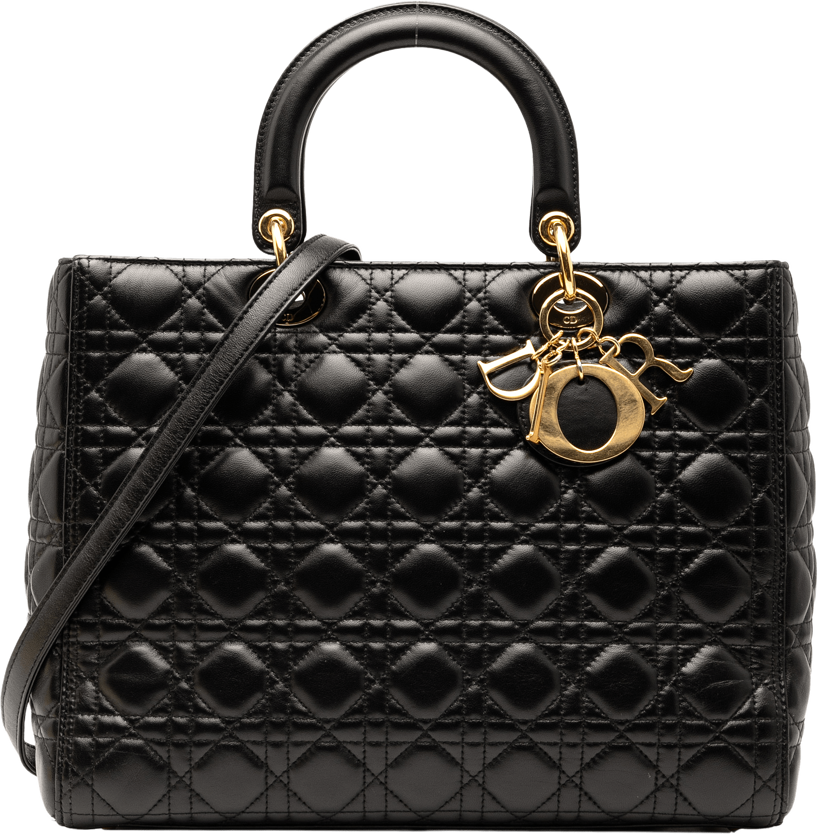 Dior Large Lambskin Cannage Lady Dior, från Luxclusif, i färgen black.