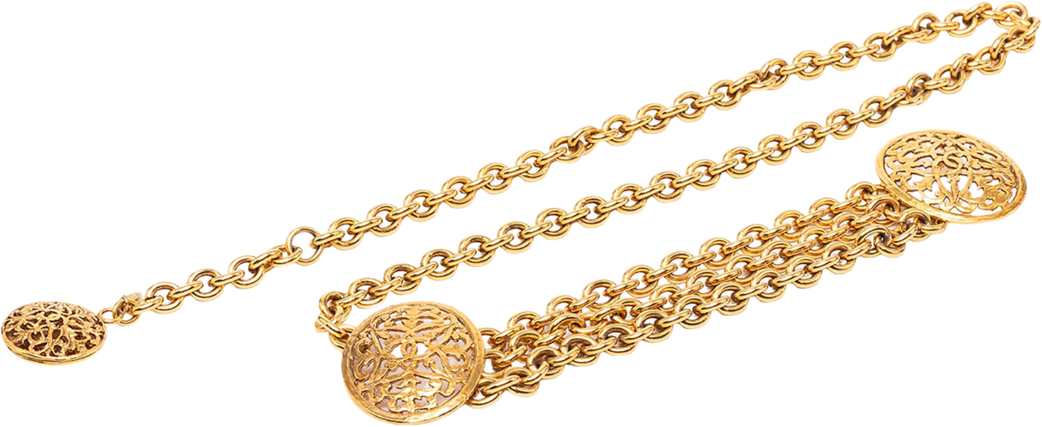 Chanel Gold Plated Equestrian Medallion Chain Belt, från Luxclusif, i färgen gold.