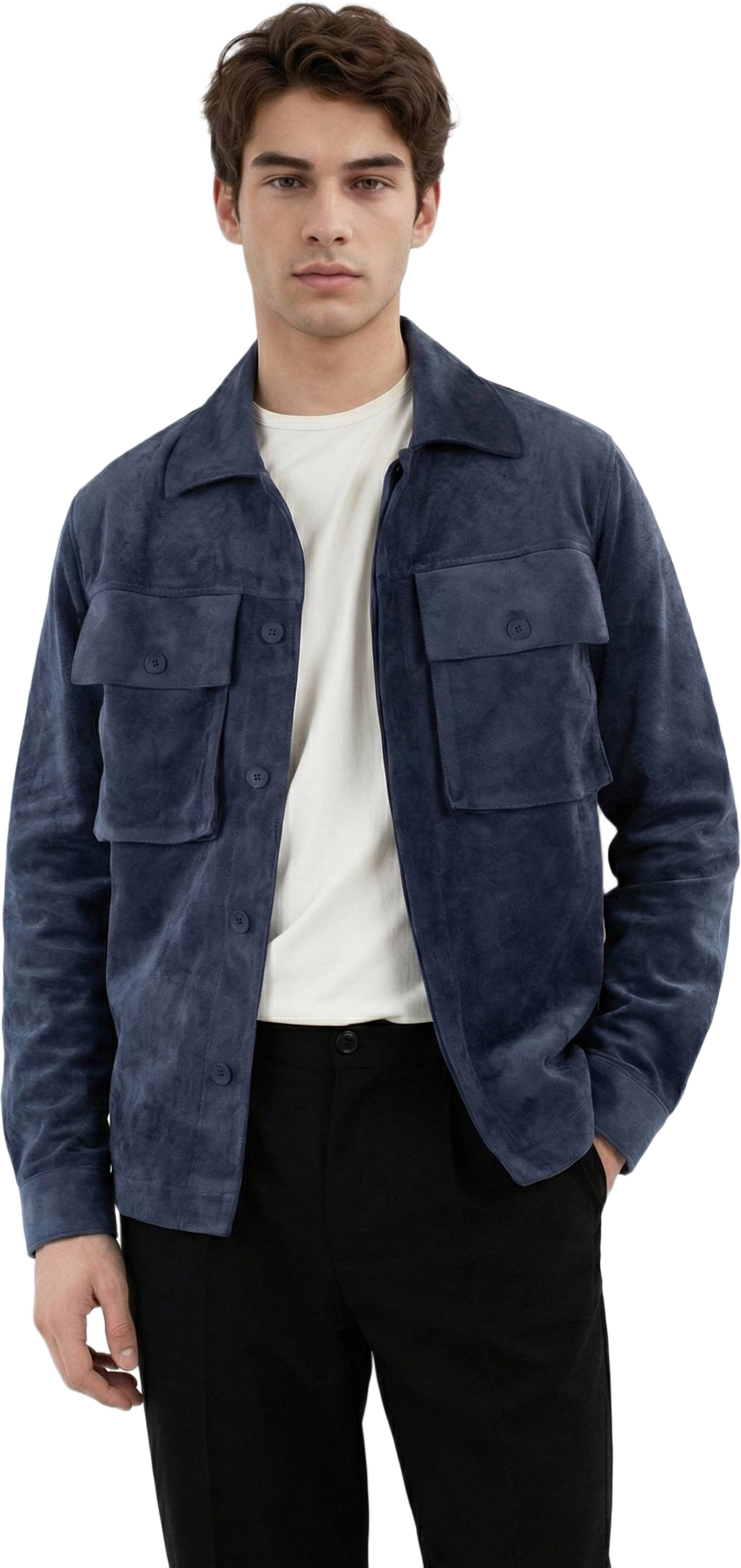 Nash Vegan Suede Jacket, från Ciszere, i färgen blue.