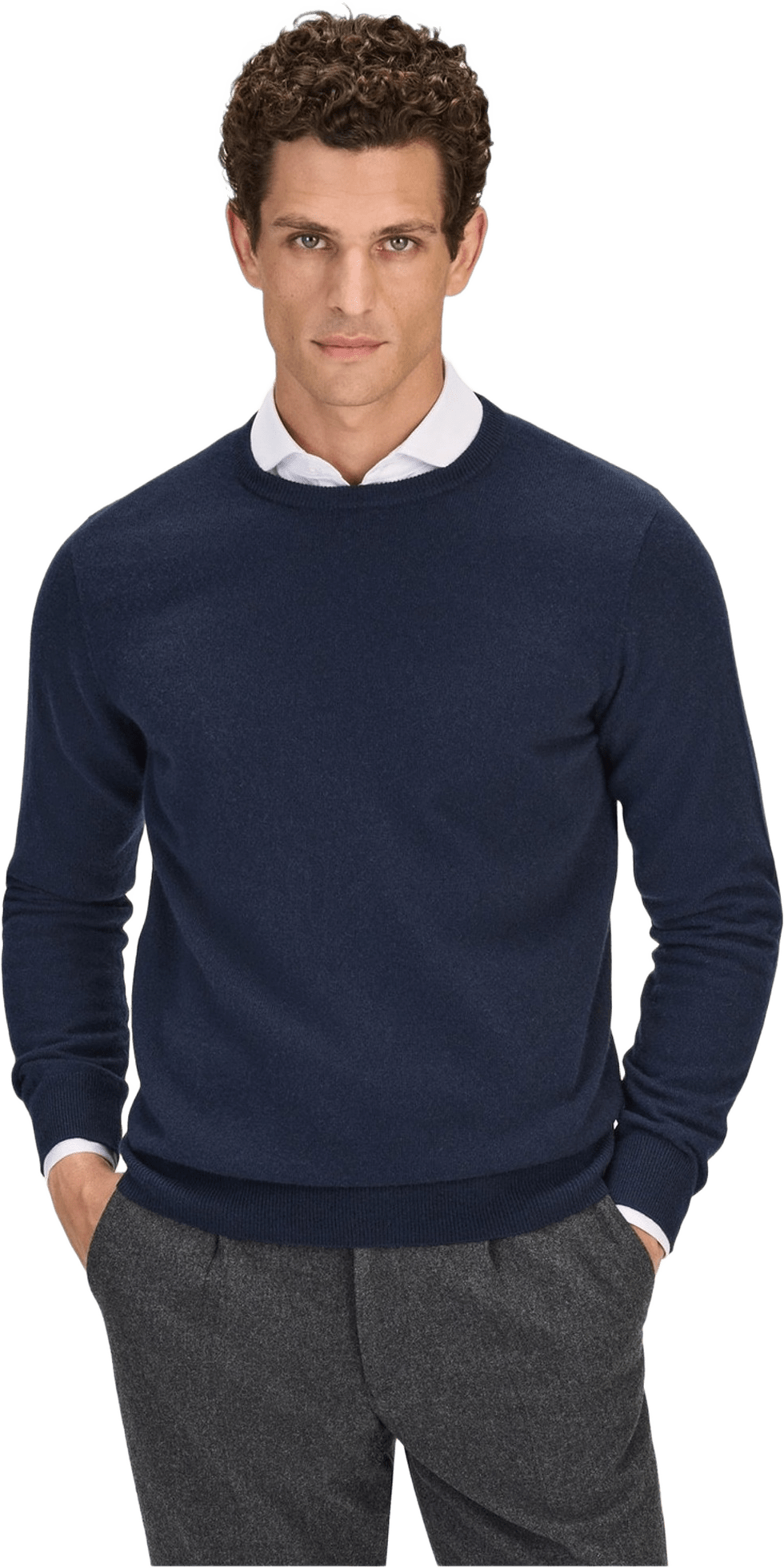 Pure Cashmere Crew Neck Sweater (franke), från John Henric, i färgen navy blue.