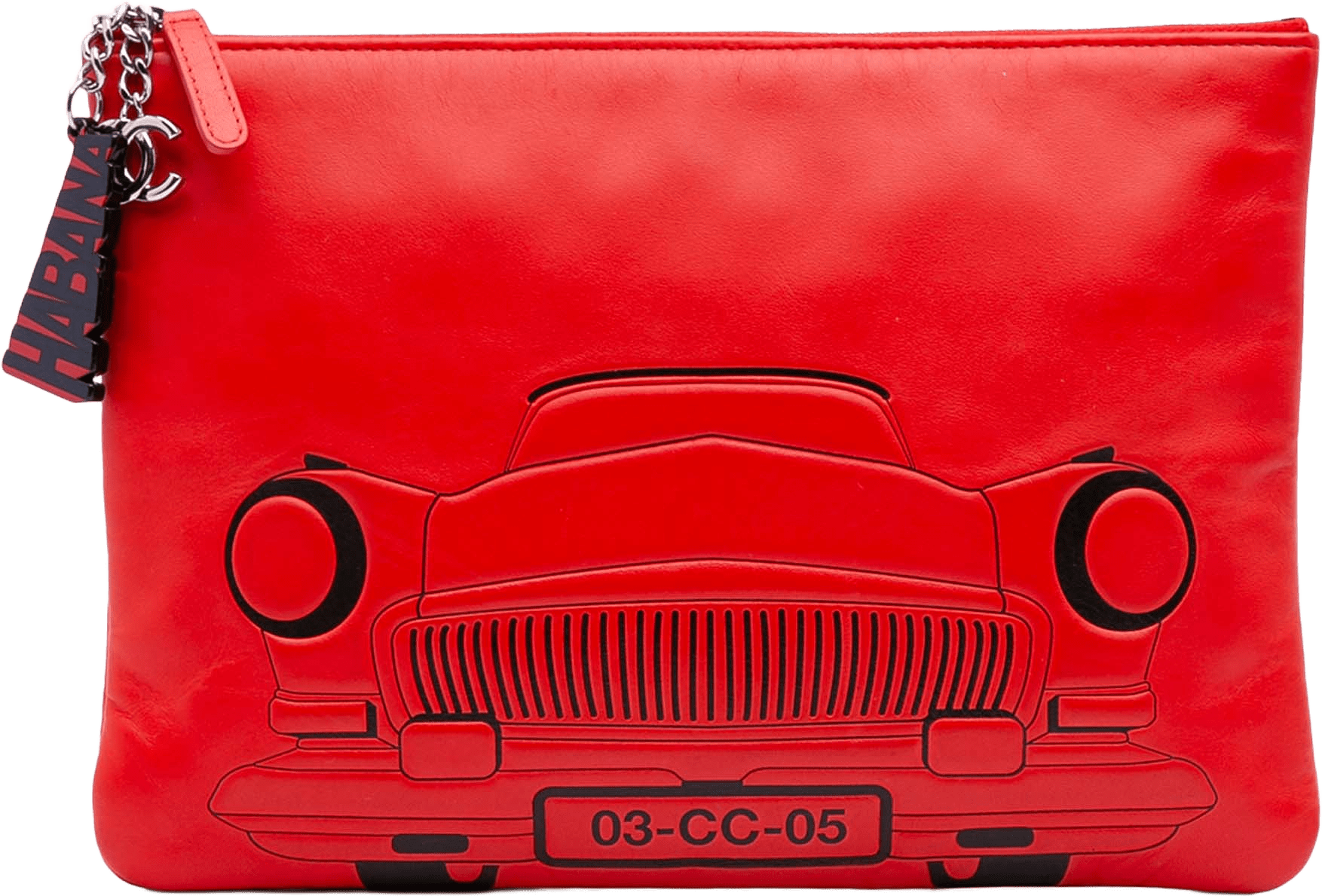 Chanel Medium Printed Lambskin Cuba La Habana O Case Clutch, från Luxclusif, i färgen red.