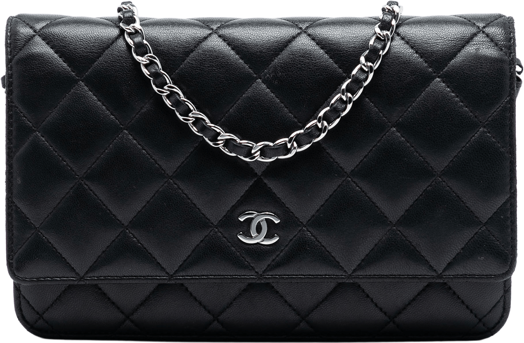 Chanel Cc Quilted Lambskin Wallet On Chain, från Luxclusif, i färgen black.