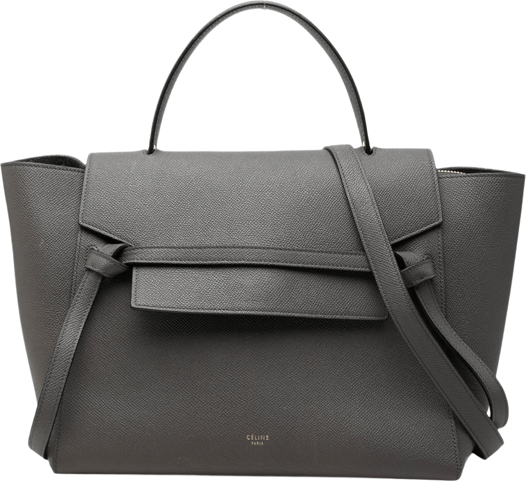 Celine Mini Leather Belt Bag Satchel, från Luxclusif, i färgen grå.