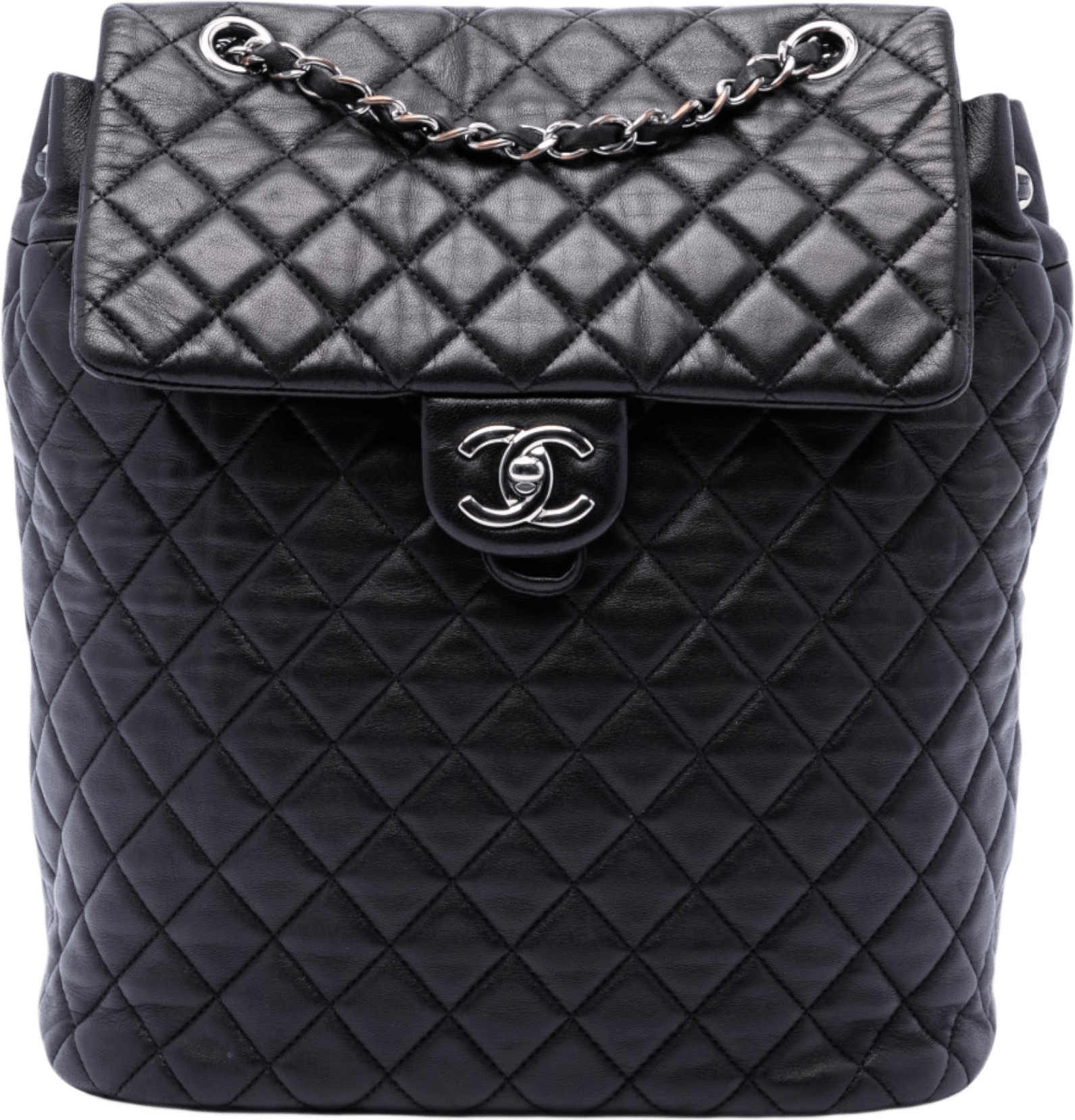 Chanel Large Quilted Lambskin Urban Spirit Backpack, från Luxclusif, i färgen svart.