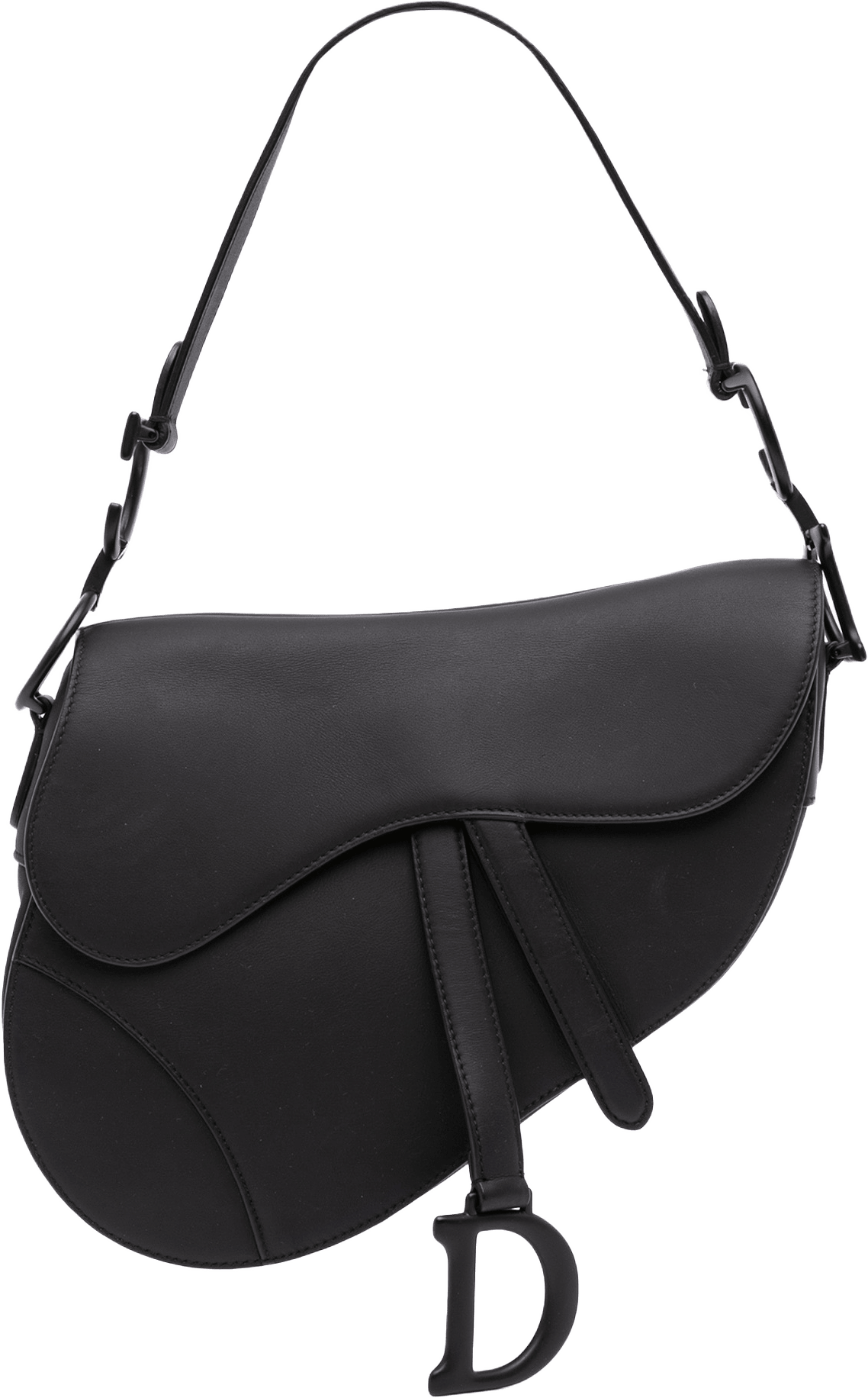 Dior Ultra Matte Calfskin Saddle Bag, från Luxclusif, i färgen black.