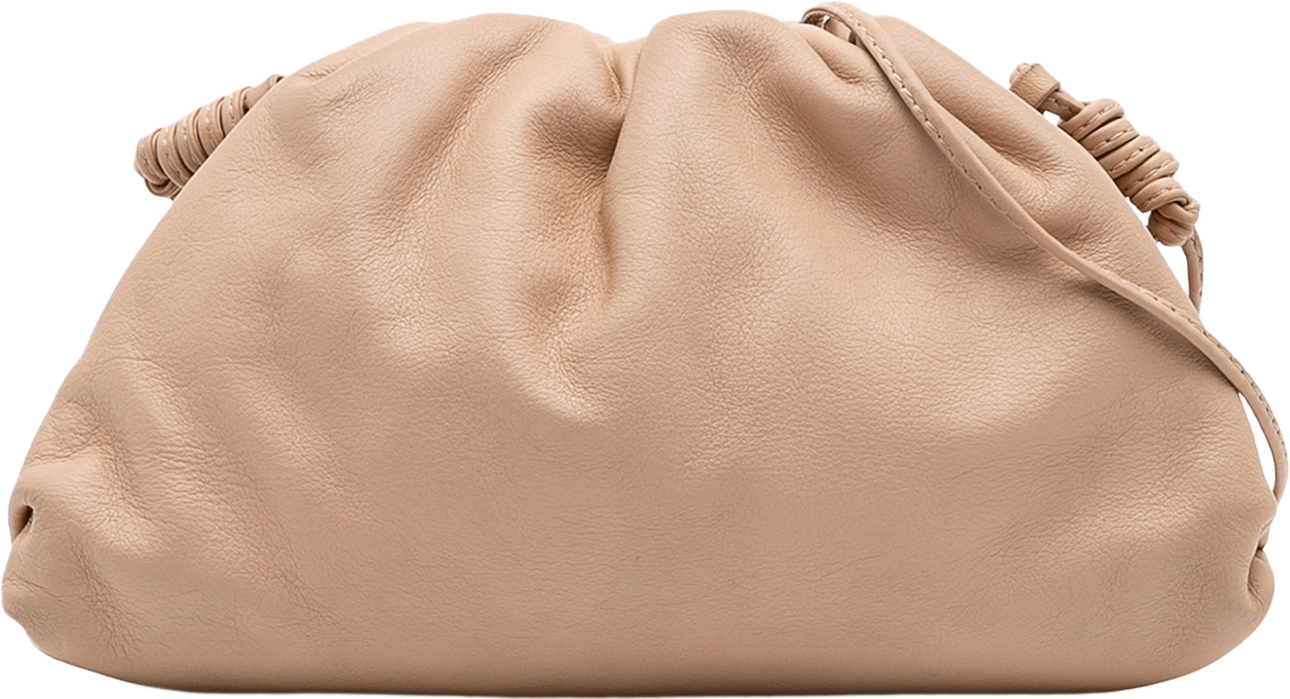 Bottega Veneta Lambskin The Mini Pouch Crossbody, från Luxclusif, i färgen beige.