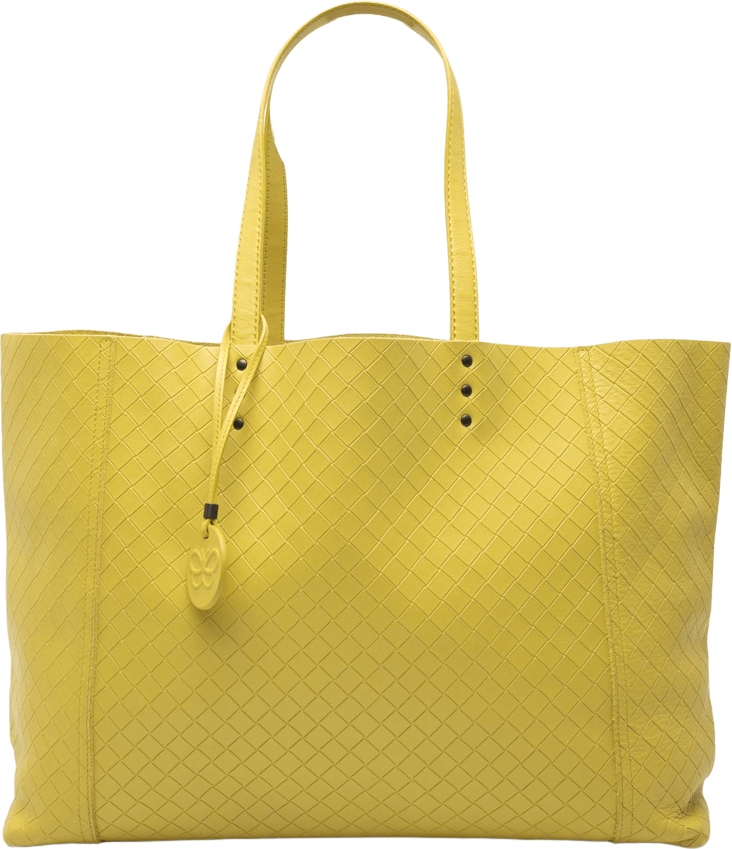 Bottega Veneta Leather Intrecciomirage Tote, från Luxclusif, i färgen yellow.