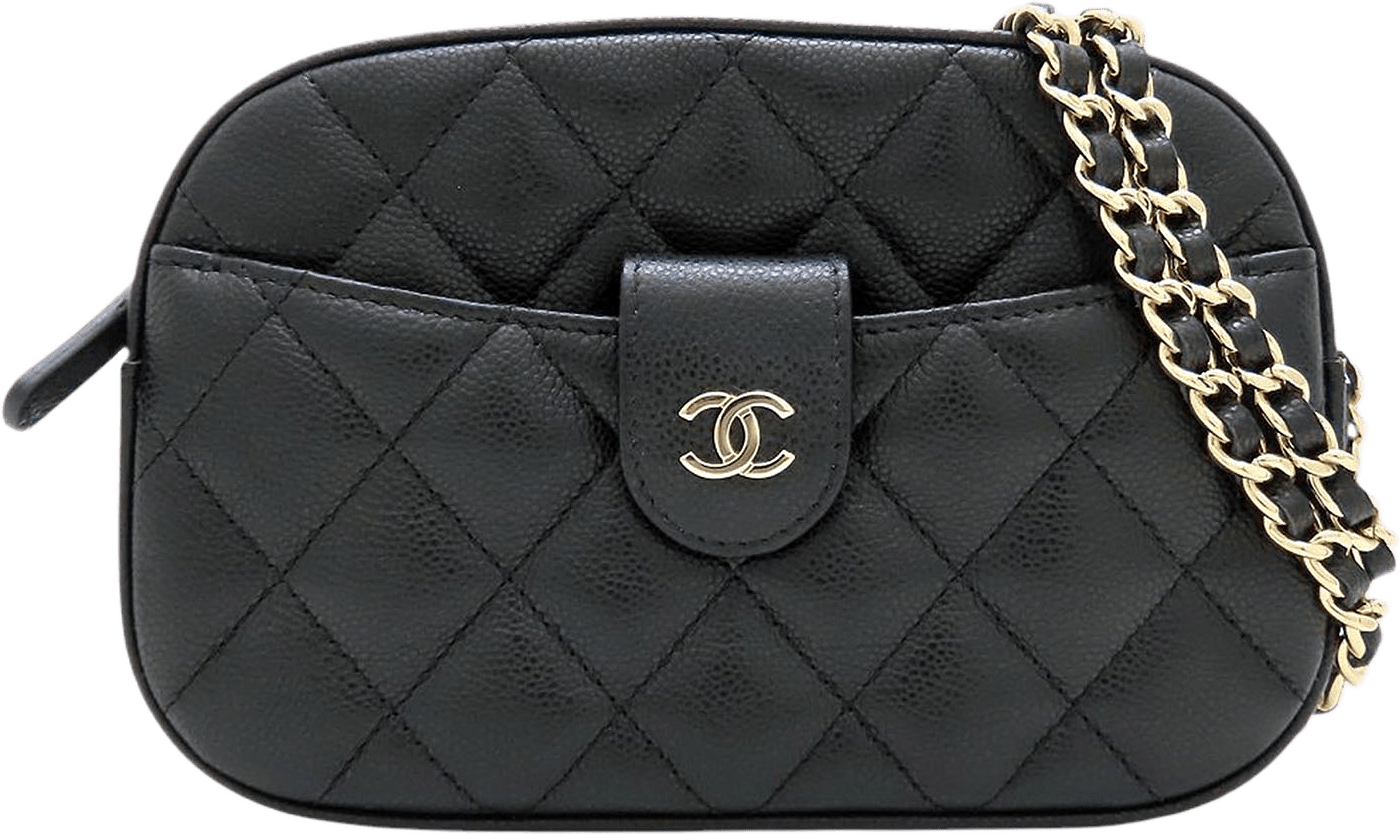 Chanel Cc Quilted Caviar Camera Bag, från Luxclusif, i färgen svart.
