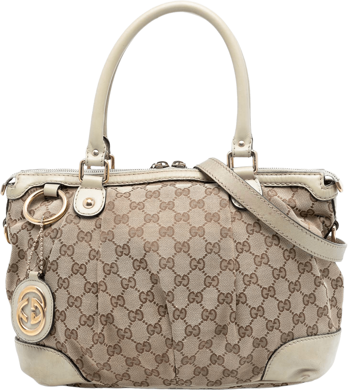 Gucci Gg Canvas Sukey Satchel, från Luxclusif, i färgen beige.