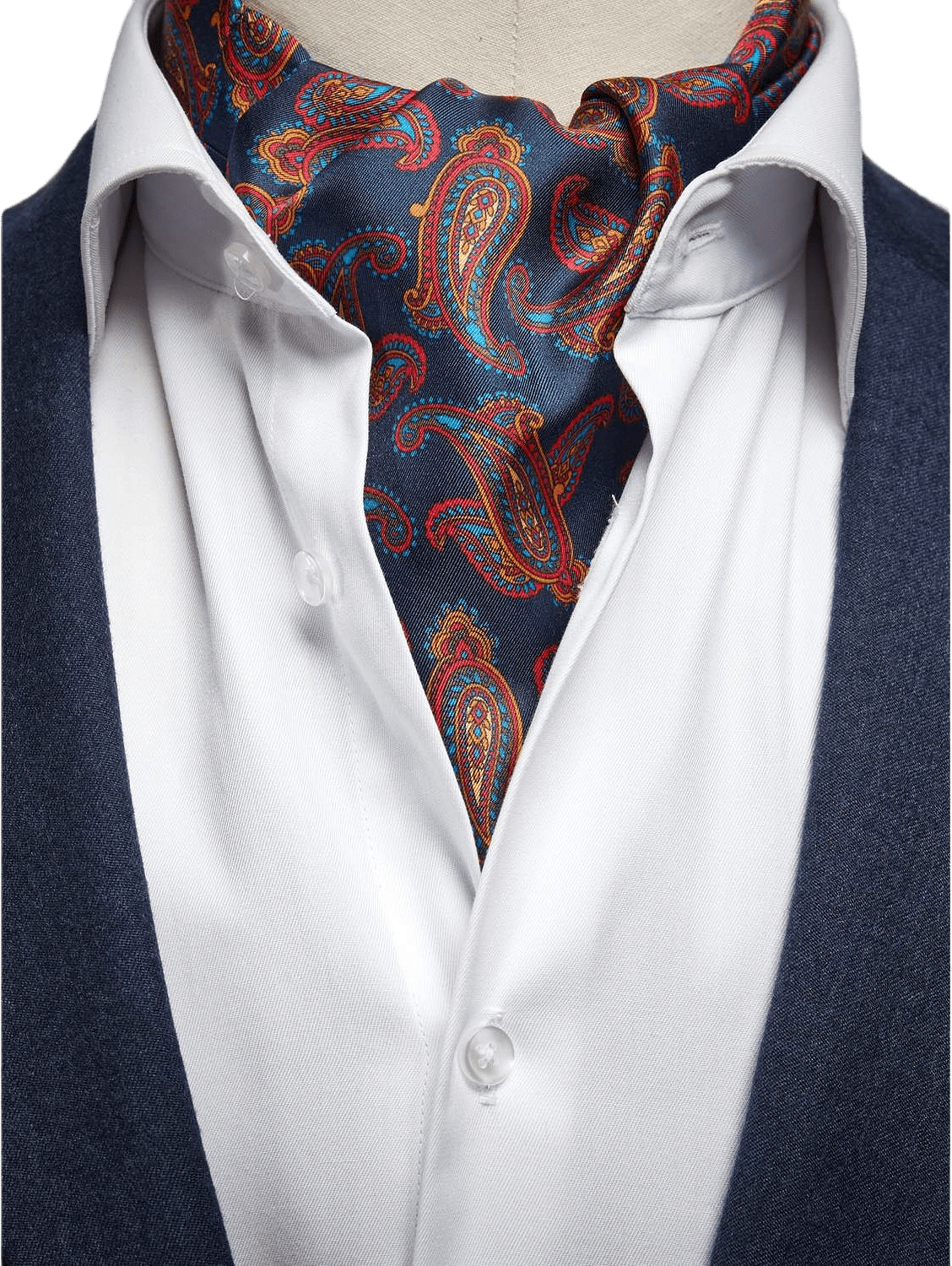 Silk Single Pointed Ascot Paisley, från John Henric, i färgen blue.