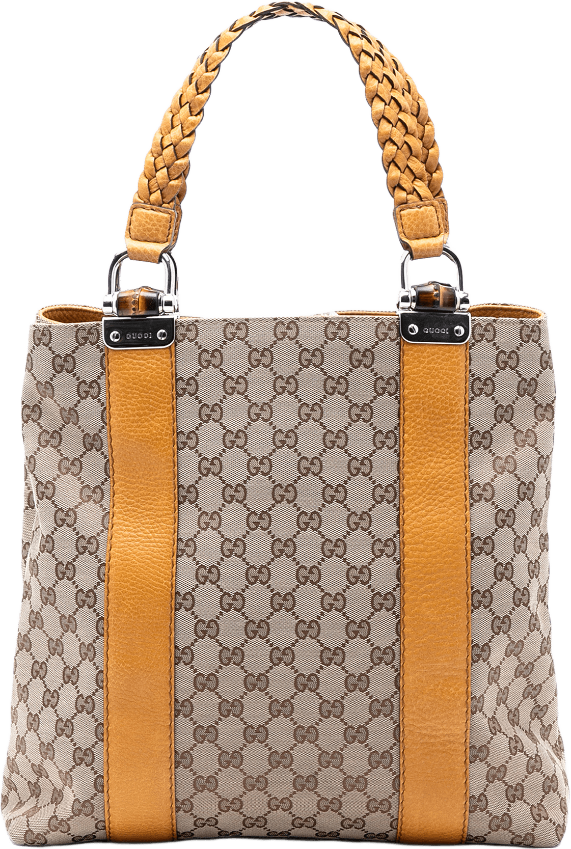 Gucci Large Gg Canvas Bamboo Libeccio Tote, från Luxclusif, i färgen beige.