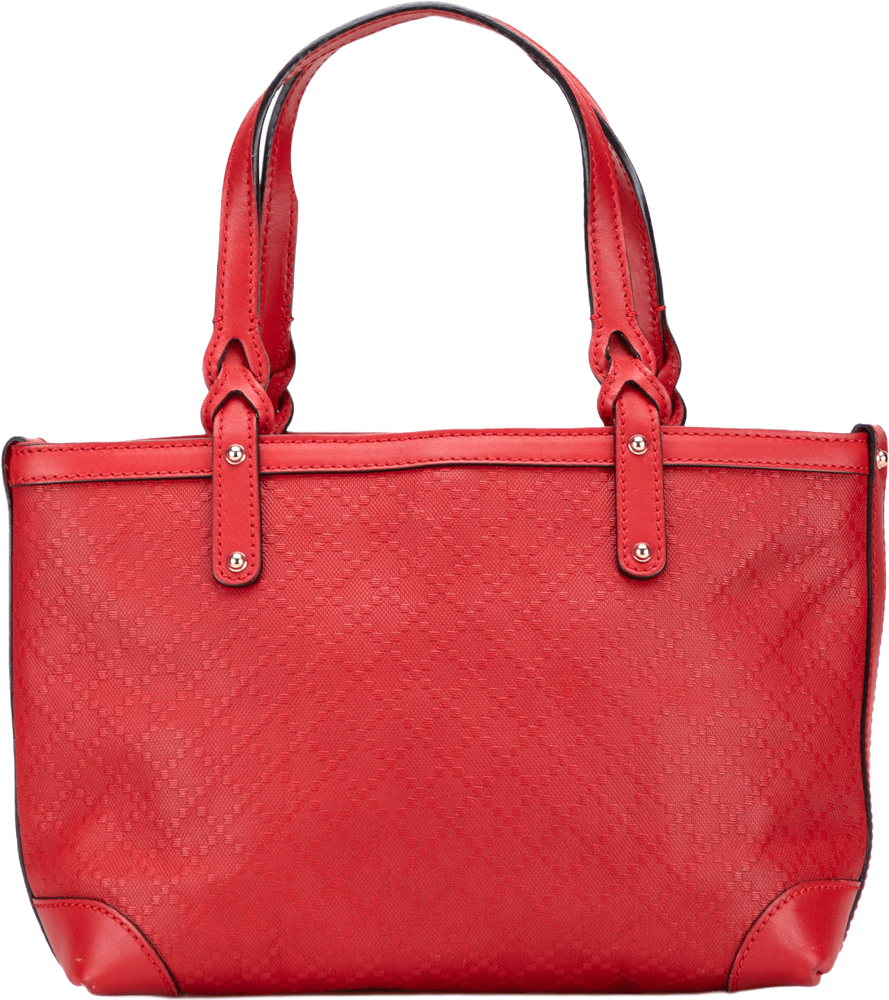 Gucci Small Diamante Leather Craft Tote, från Luxclusif, i färgen red.