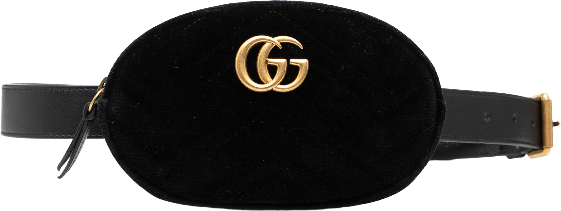 Gucci Gg Marmont Matelasse Velvet Belt Bag, från Luxclusif, i färgen black.