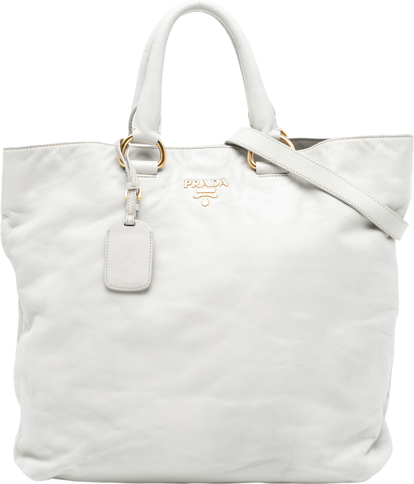 Prada Soft Calf Open Convertible Tote, från Luxclusif, i färgen white.