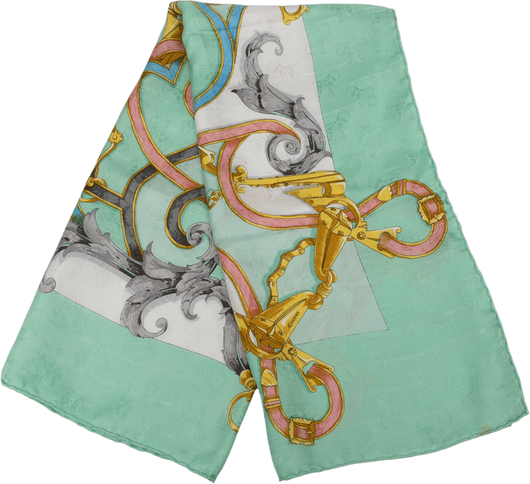 Hermès L Instruction Du Roy Silk Scarf 90, från Luxclusif, i färgen light green.