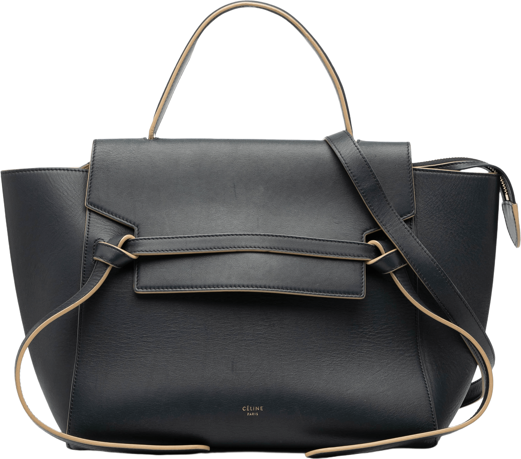 Celine Mini Palmelato Calfskin Belt Bag, från Luxclusif, i färgen black.