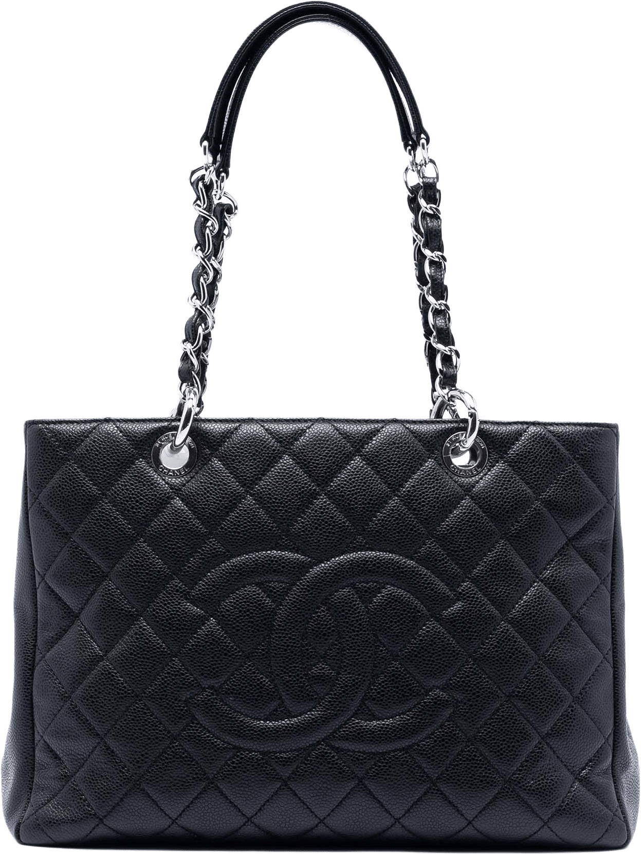 Chanel Caviar Grand Shopping Tote, från Luxclusif, i färgen black.
