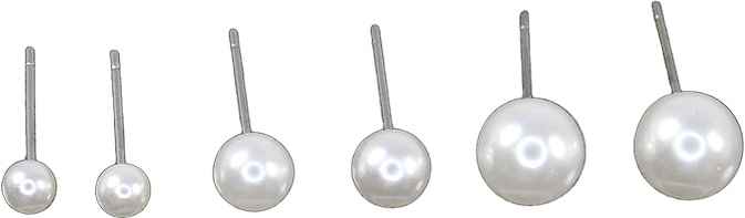 3 par örhängen med pärlor, 4 mm + 6 mm + 8 mm