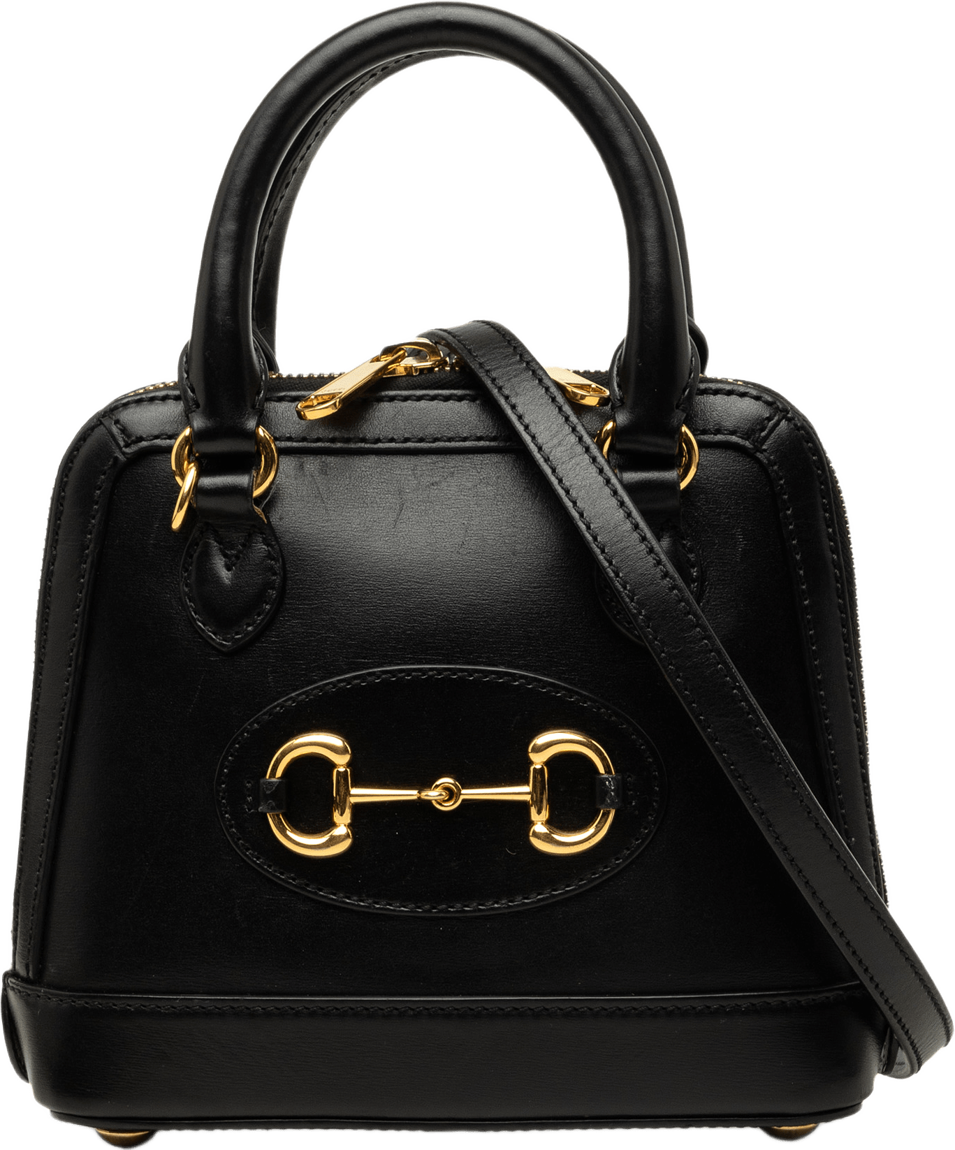 Gucci Small Calfskin Horsebit 1955 Satchel, från Luxclusif, i färgen svart.