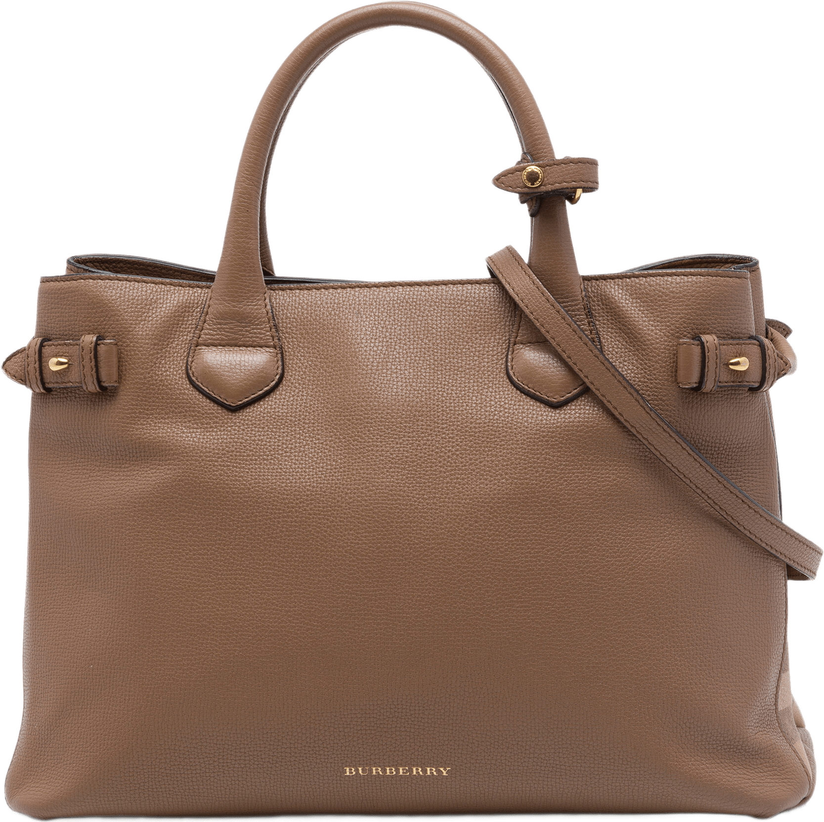 Burberry Medium Calfskin And House Check Banner Satchel, från Luxclusif, i färgen brun.