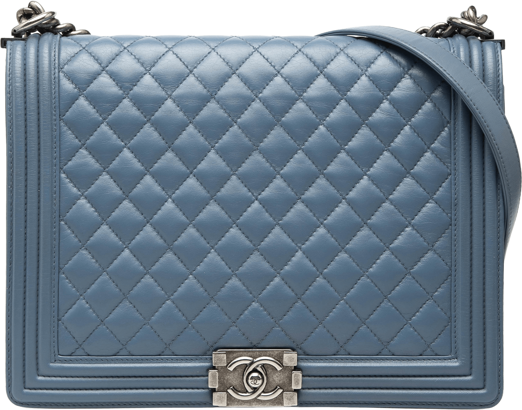 Chanel Large Quilted Lambskin Boy Flap, från Luxclusif, i färgen blue.