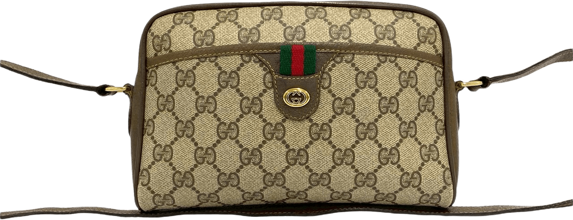 Gucci Gg Supreme Web Crossbody, från Luxclusif, i färgen beige.