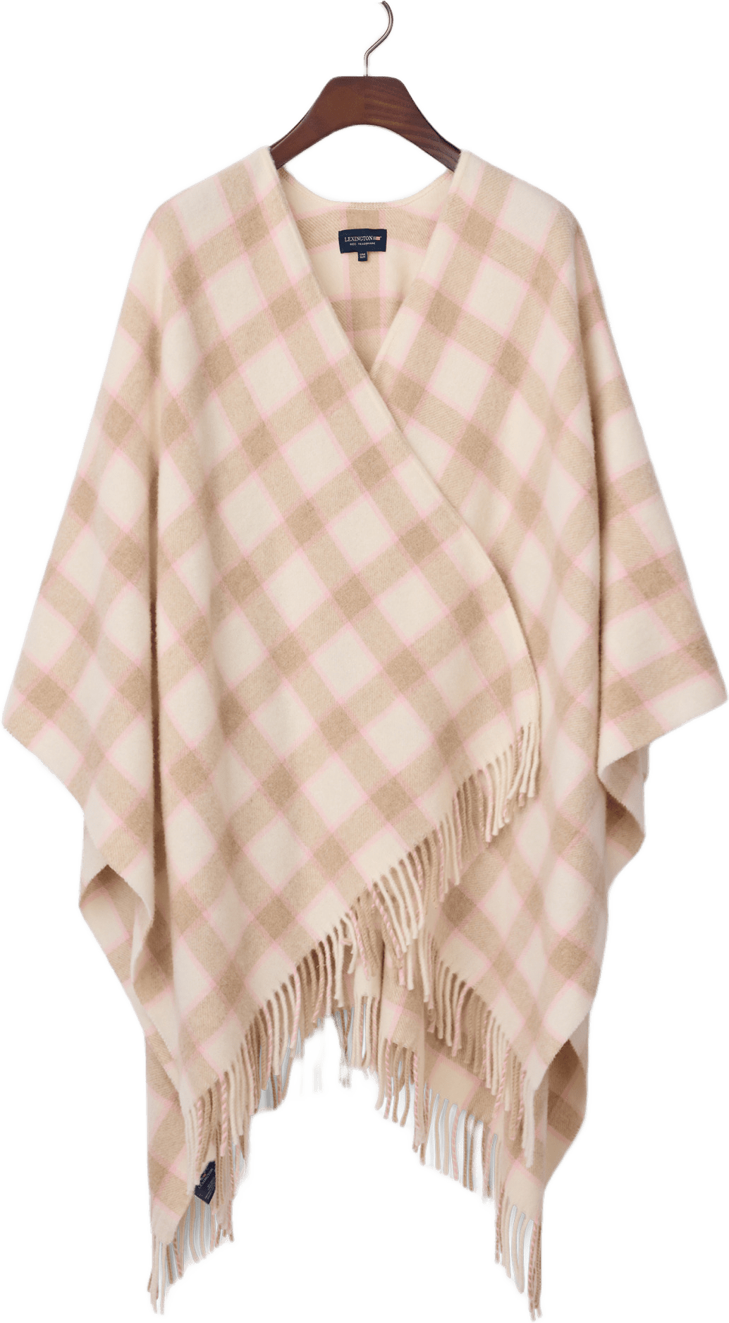 Checked Recycled Wool Blend Poncho
