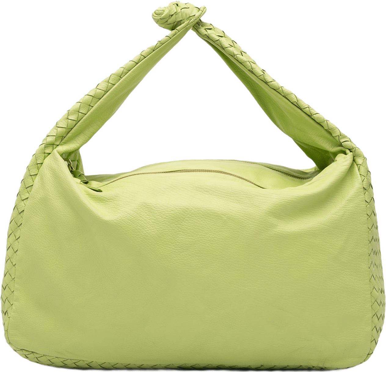 Bottega Veneta Nappa Intrecciato Knot Hobo, från Luxclusif, i färgen green.
