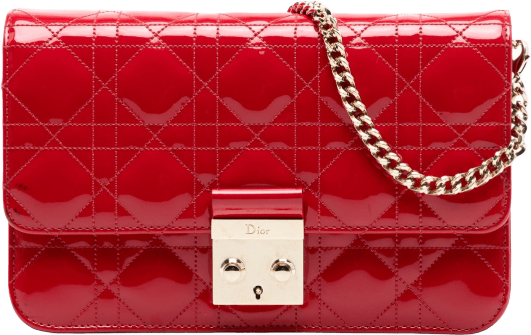 Dior Patent Cannage Miss Dior Promenade Crossbody, från Luxclusif, i färgen red.