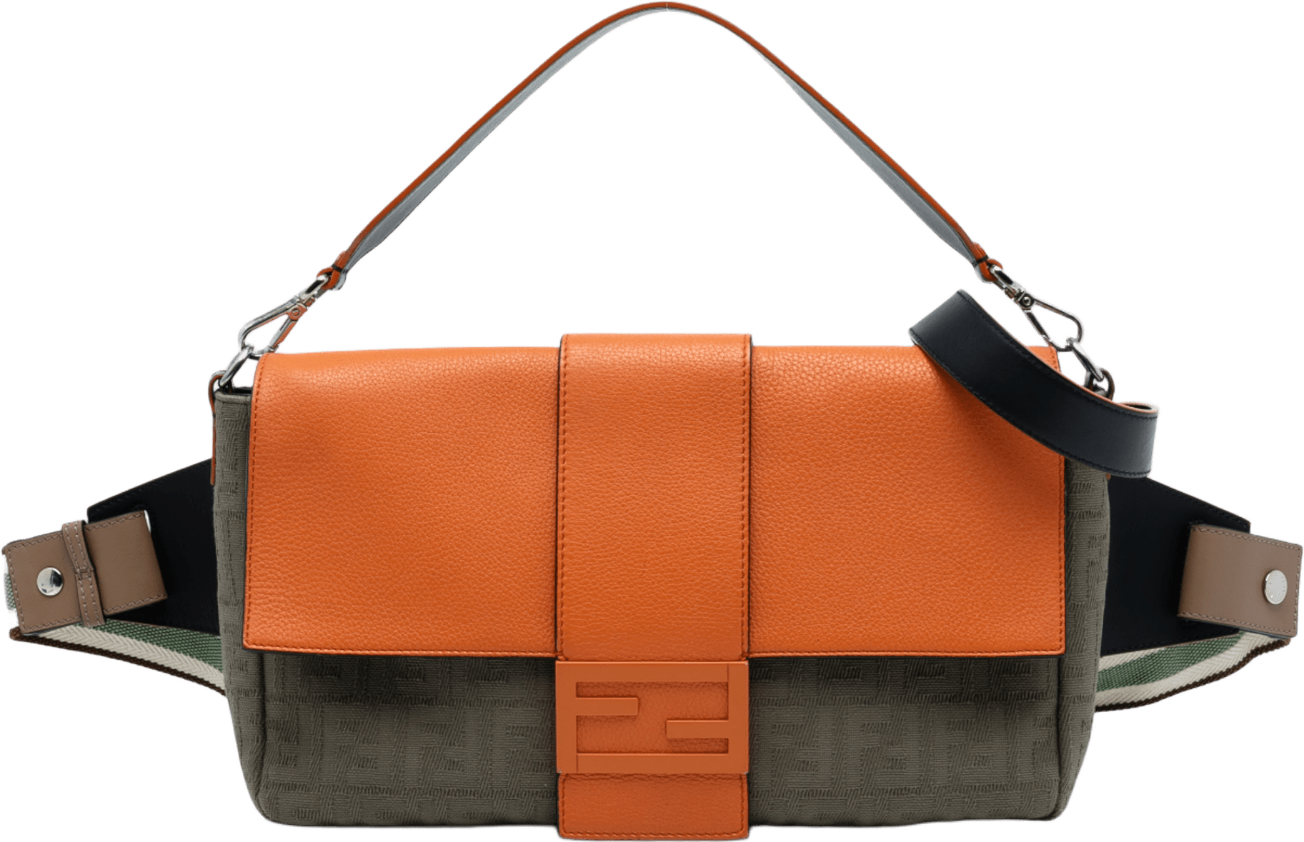 Fendi Large Zucca Canvas And Leather Convertible Belt Baguette, från Luxclusif, i färgen brown.