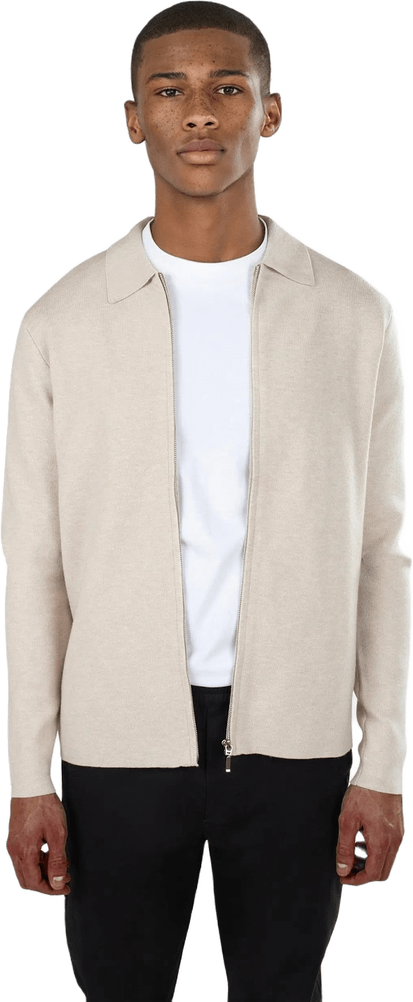 Colby Knitted Full Zip - Beige