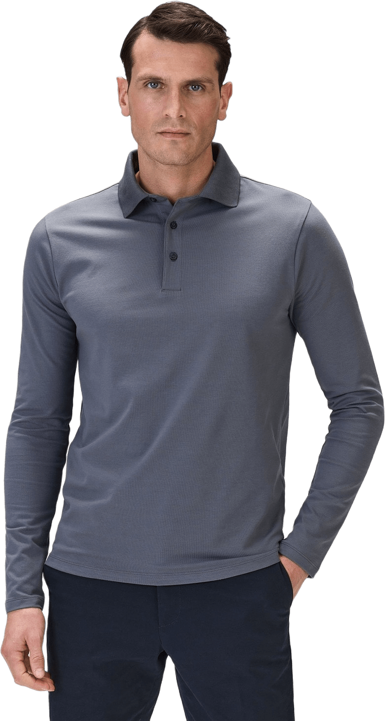 Cotton Fitted Stretch L/s Polo Shirt Jersey